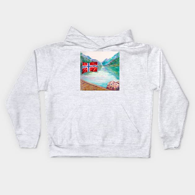 Norwegian Fjord Kids Hoodie by NataliaShchip